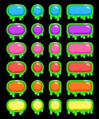 Funny slimy colorful buttons set