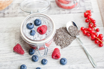 Chia seed pudding with berries
