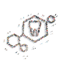 people in theshape of a tooth, dentistry.