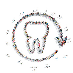people in theshape of a tooth, dentistry.