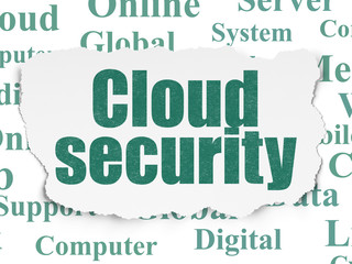 Cloud computing concept: Cloud Security on Torn Paper background