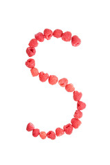Letter S made from raspberry