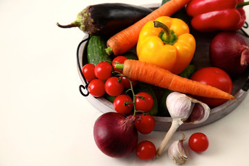 collection fruits and vegetables isolated on a white background