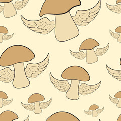 Seamless winged mushrooms