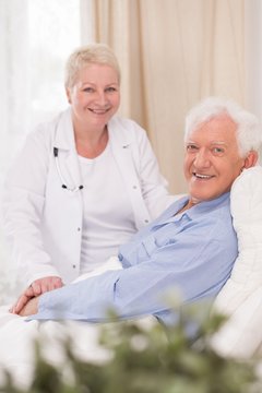 Smiling patient of geriatric ward