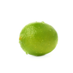 Lime fruit covered with the multiple water drops, isolated over
