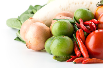 mix vegetable on white background