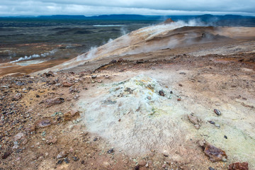Namafjall, volcano caldera, myvatn lake, Iceland