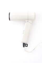 electric hair dryer on white background