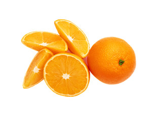 Served orange fruit composition isolated over the white