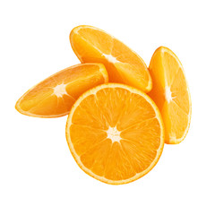 Served orange fruit composition isolated over the white