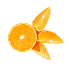 Served orange fruit composition isolated over the white