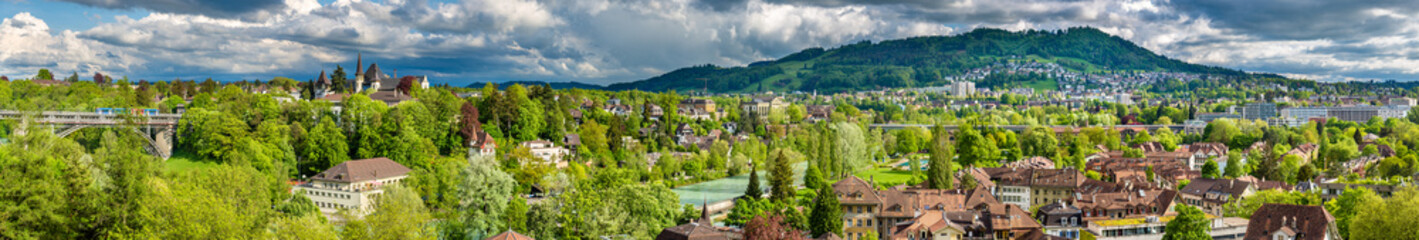 Spring panorama of Bern city in Switzerland