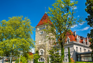 View of the Chateau d'Ouchy, a palace in Lausanne, Switzerland