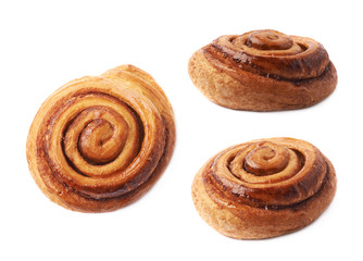 Sweet cinnamon bun roll isolated