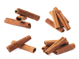 Pile of cinnamon sticks isolated