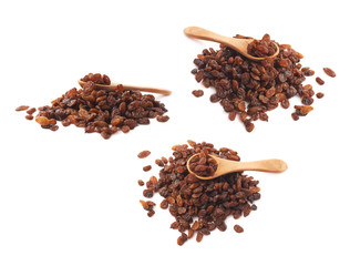 Pile of multiple raisins isolated