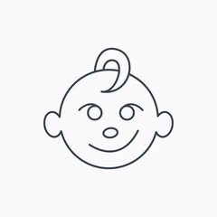Baby boy face icon. Child with smile sign.