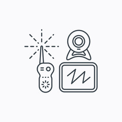 Baby monitor icon. Video nanny for newborn sign.
