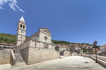 Fototapeta na wymiar Parish church in Smokvica on Korcula island in Dalmatia, Croatia