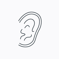 Ear icon. Hear or listen sign.