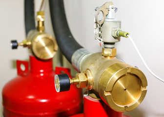 fire extinguishing system in the office.a close-up photograph of the fire extinguishing system in an office building