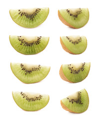 Fototapeta premium Sliced kiwifruit section isolated