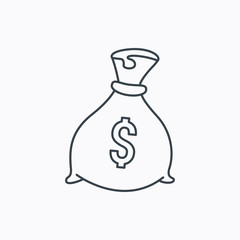 Sack with dollars icon. Money bag sign.