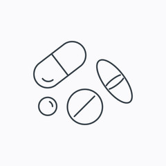 Pills icon. Medicine tablets or drugs sign.