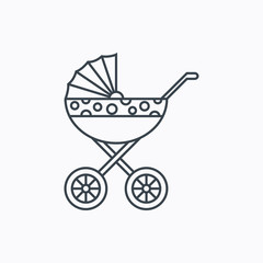 Pram icon. Newborn stroller sign.