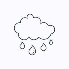 Rain icon. Water drops and cloud sign.