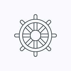 Ship steering wheel icon. Captain rudder sign.