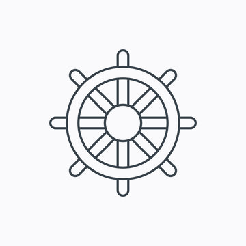 Ship steering wheel icon. Captain rudder sign.