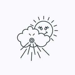 Wind icon. Cloud with sun and storm sign.
