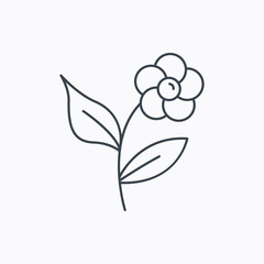 Flower with petals icon. Plant with leaves sign.
