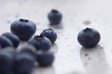  Blueberries on the white ceramic plate