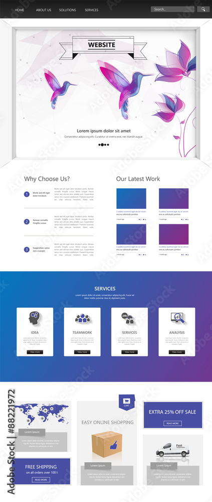 Canvas Prints one page website template. vector illustration.