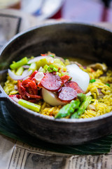 Chicken paella with vegetables