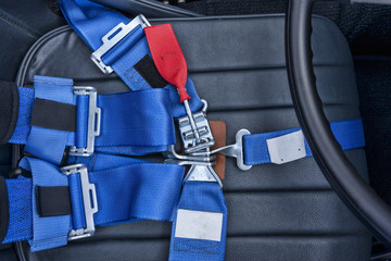 A safety harness for a seat belt.