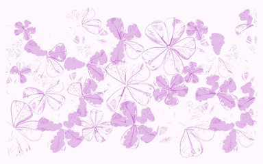 Vector hand drawing blue broken flowers background