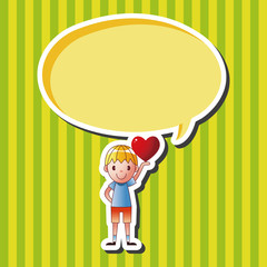 little kid with heart theme elements