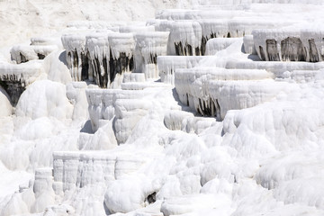 Fototapeta na wymiar Pamukkale white mountain in Turkey in the middle of the summer