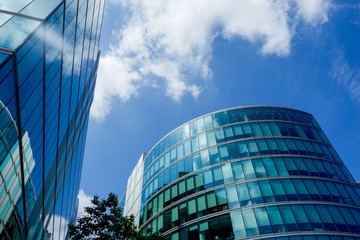 Fototapeta premium Office building and reflection in London, England, background