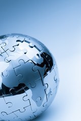 Global strategy  & solution business concept, jigsaw puzzle