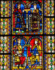 Stained Glass of King Solomon in Cathedral of Strasbourg