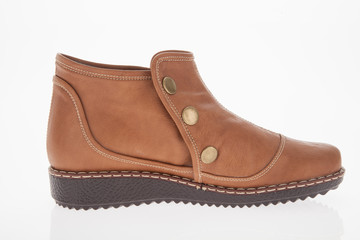 shoe brown leather boot for man on white background