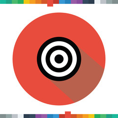 Flat target icon in a cercle with a long shadow.