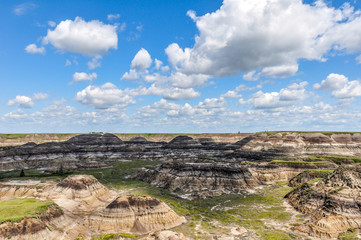 A landscape of the Drumheller canyon in Alberta.
