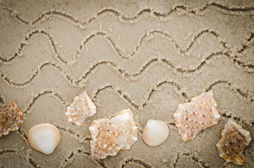 water waves drawing on sand