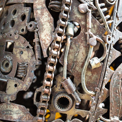 Old machine parts in second hand machinery shop